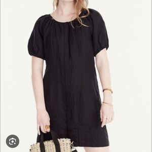 J. Crew Black V-Back Button Up Linen Shirtdress